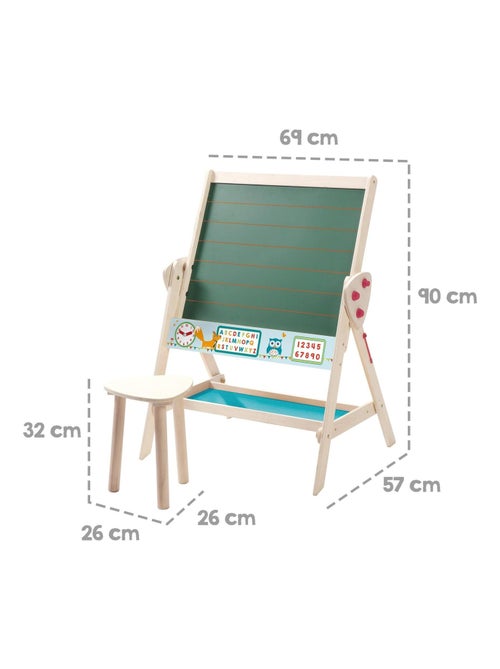 Pizarra giratoria doble cara para niños con taburete 'Roba Fuchs und Eule' - Kiabi