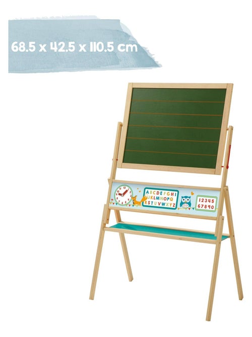 Pizarra giratoria doble cara tiza y magnética para niños 'Roba ABC Eule' - Kiabi