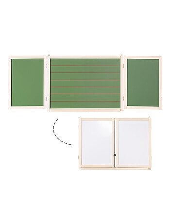 Pizarra tríptica 3 caras tiza y 2 magnéticas para niños - ROBA