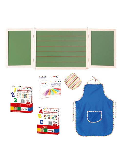 Pizarra tríptica 3 caras tiza y 2 magnéticas para niños con accesorios 'Roba' - Kiabi