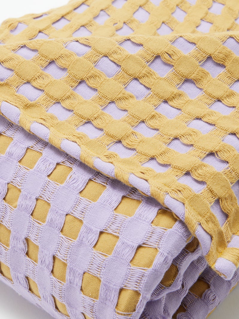 Plaid bicolor con diseño gofrado (180 x 200 cm) PURPURA - Kiabi