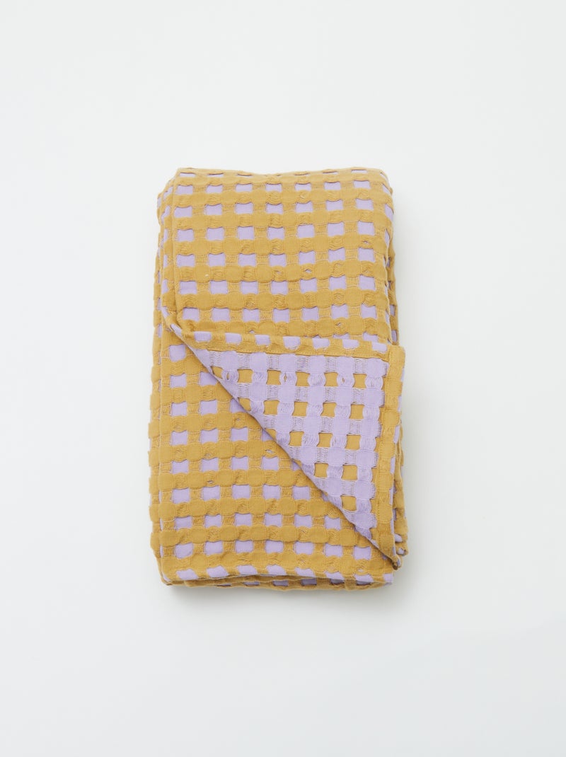 Plaid bicolor con diseño gofrado (180 x 200 cm) PURPURA - Kiabi