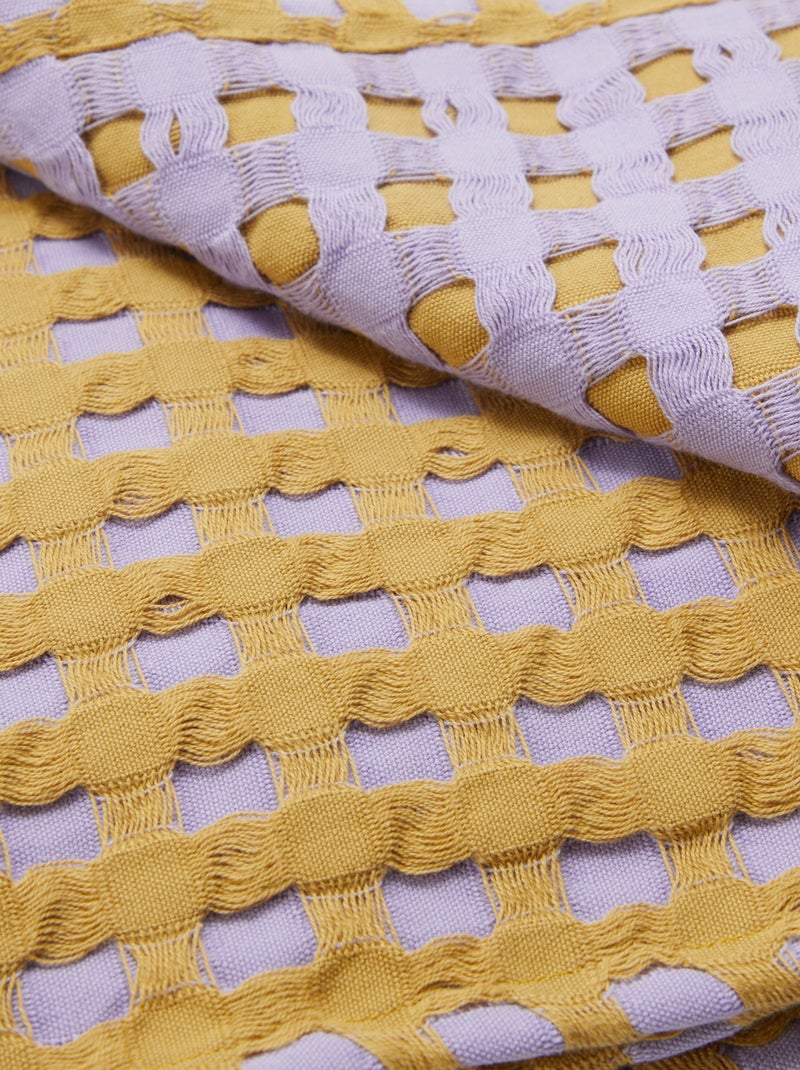 Plaid bicolor con diseño gofrado (180 x 200 cm) PURPURA - Kiabi