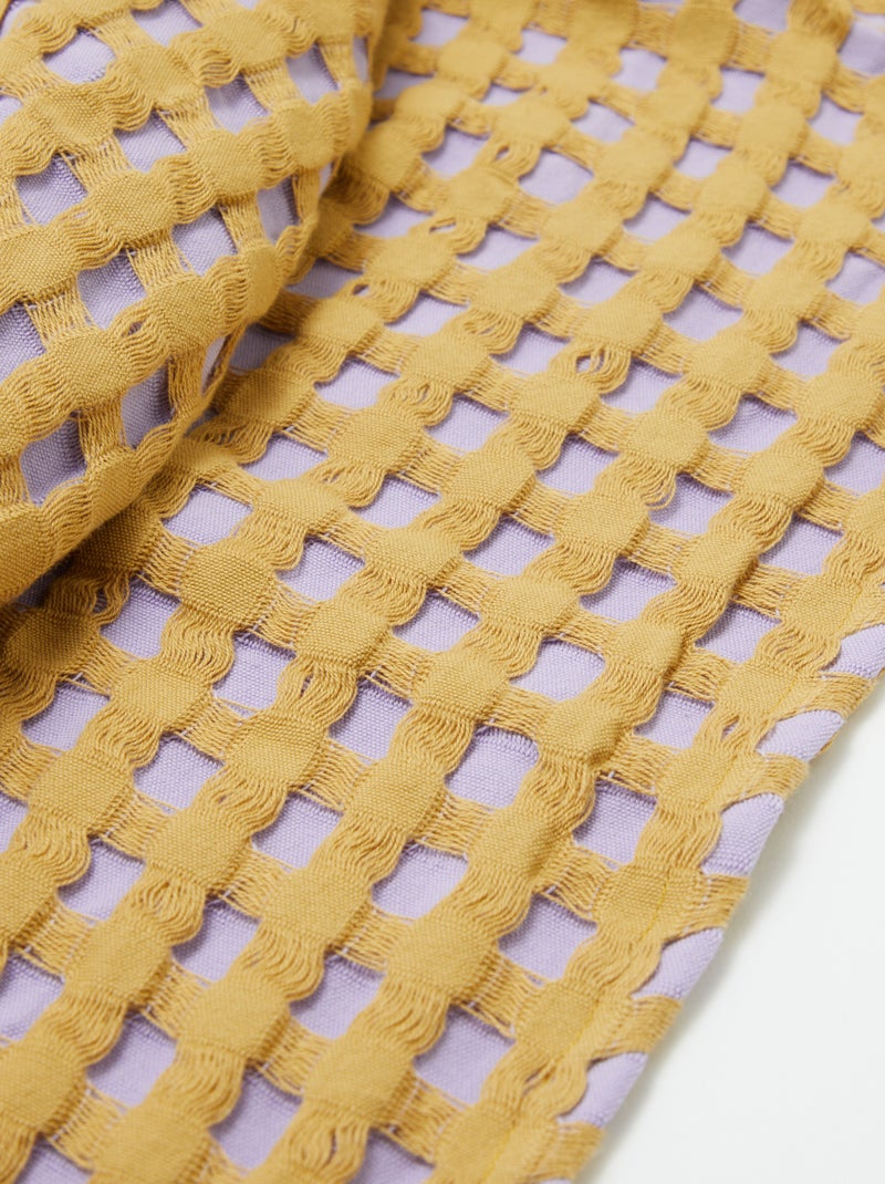 Plaid bicolor con diseño gofrado (180 x 200 cm) PURPURA - Kiabi