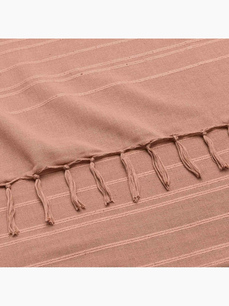 Plaid de algodón con grandes flecos Rosa - Kiabi