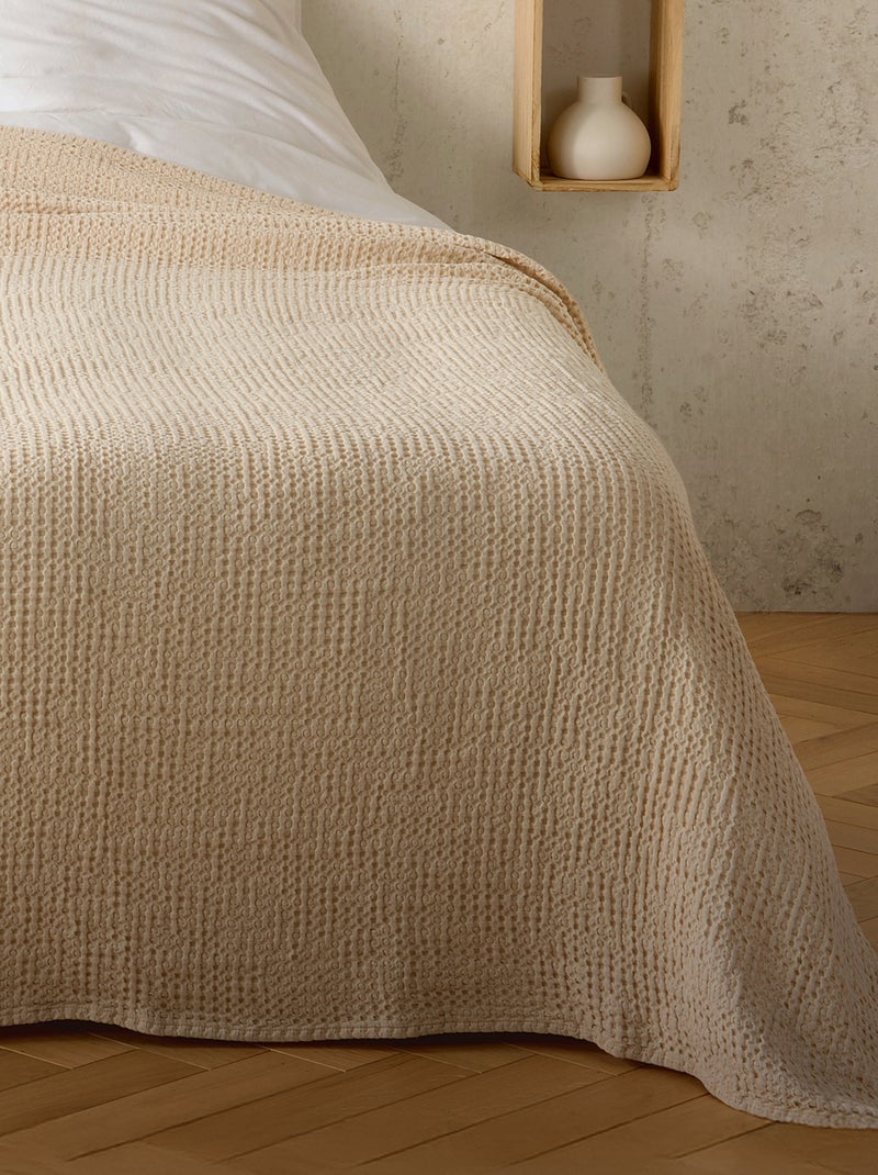 Plaid de algodón con tejido nido de abeja Beige - Kiabi