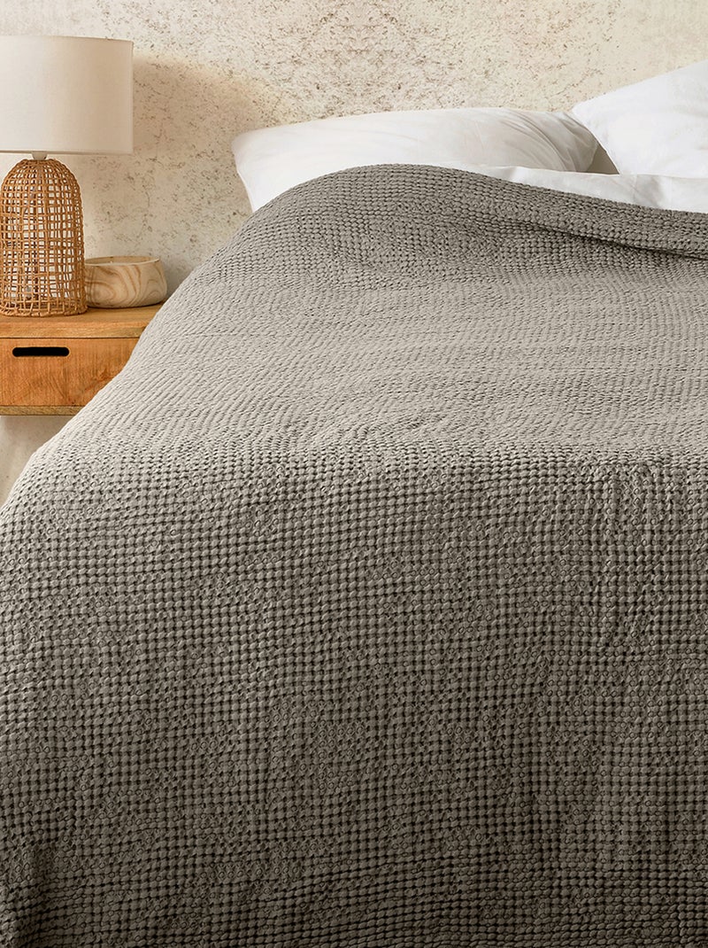 Plaid de algodón con tejido nido de abeja Marrón glaseado - Kiabi