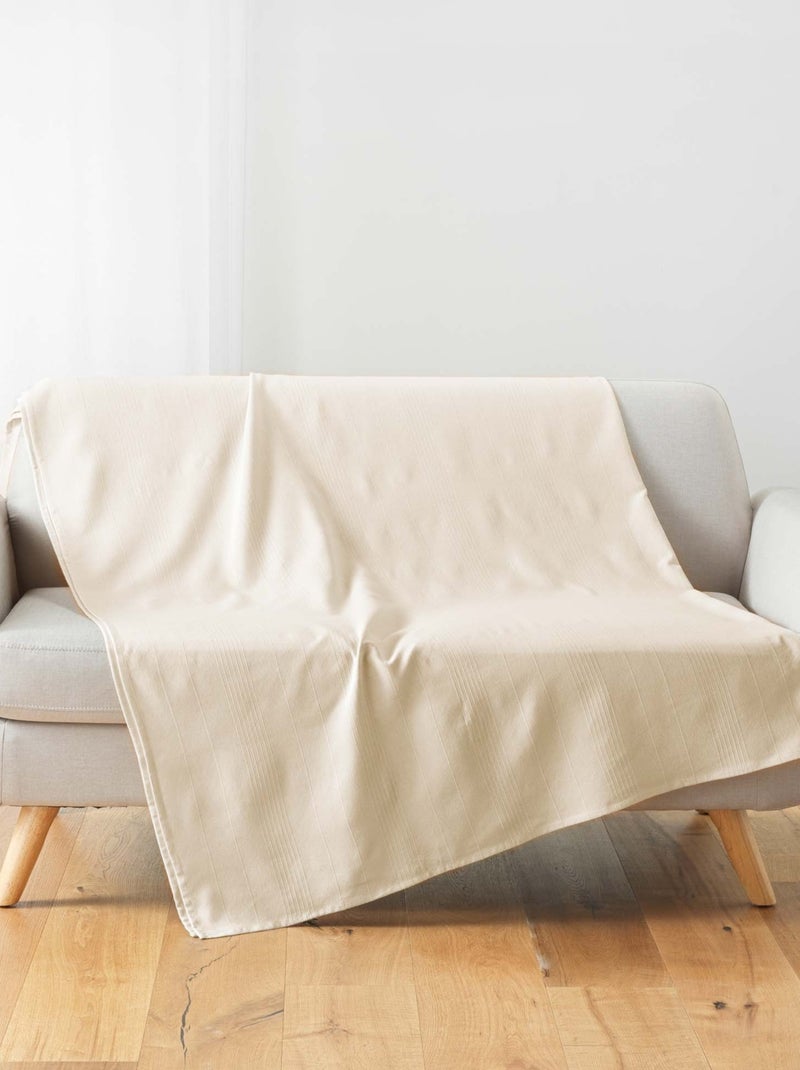 Plaid liso de policotón para sofá o cama Beige concha - Kiabi