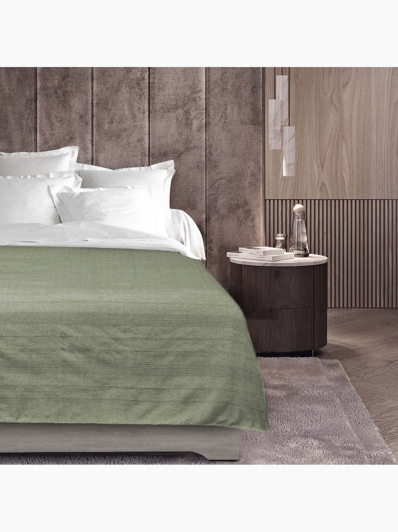 Plaid liso de policotón para sofá o cama Verde salvia - Kiabi