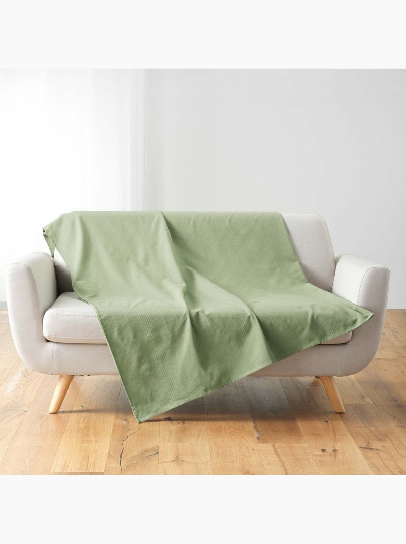 Plaid liso de policotón para sofá o cama Verde salvia - Kiabi