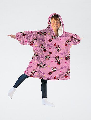 Plaid poncho con capucha polar 'Minnie'