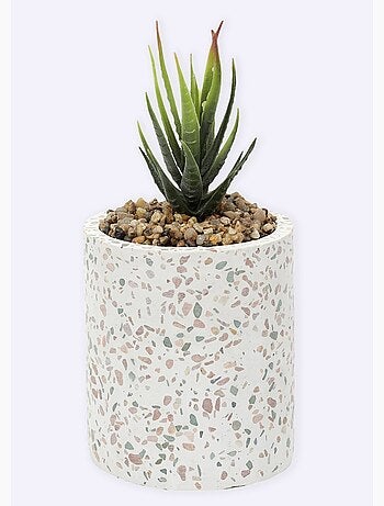 Planta artificial + maceta estilo terrazo - AFIBEL