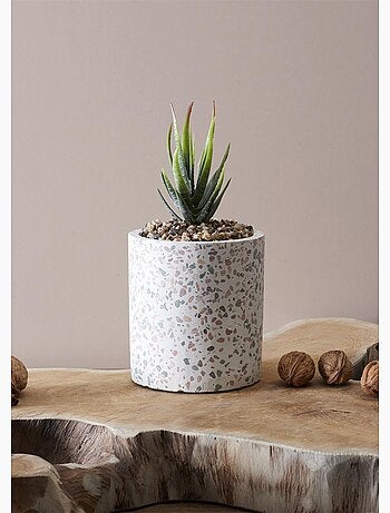 Planta artificial + maceta estilo terrazo - AFIBEL