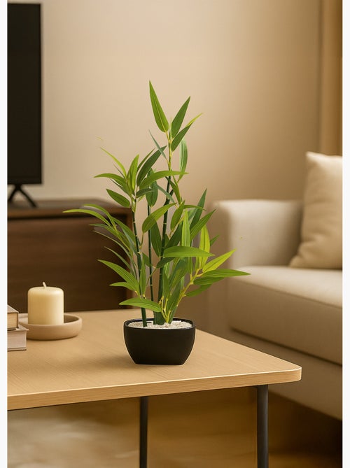 Planta de bambú artificial en maceta de cerámica. - AFIBEL - Kiabi