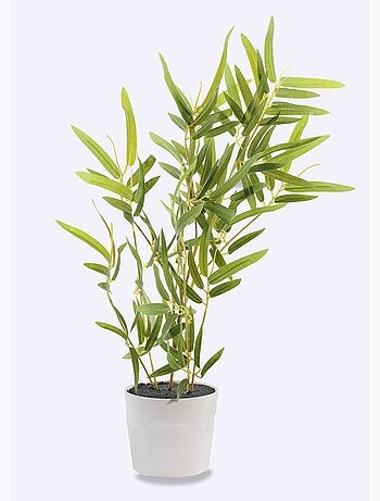 Planta de bambú artificial + maceta efecto hormigón - AFIBEL