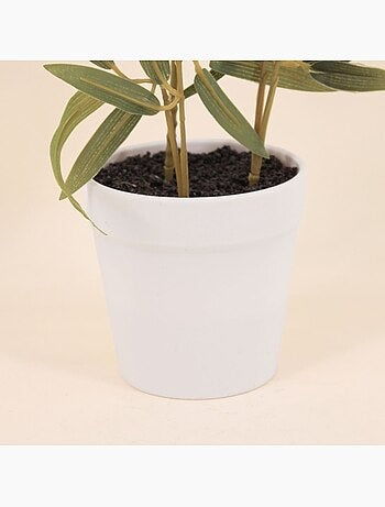 Planta de bambú artificial + maceta efecto hormigón - AFIBEL