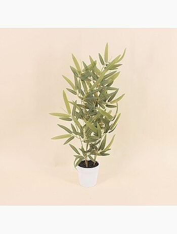 Planta de bambú artificial + maceta efecto hormigón - AFIBEL