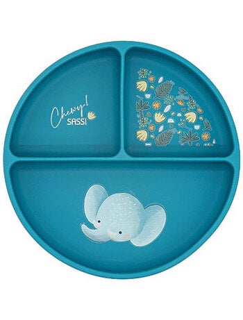 Plato compartimentado de silicona con ventosa - animales | Sassi Junior