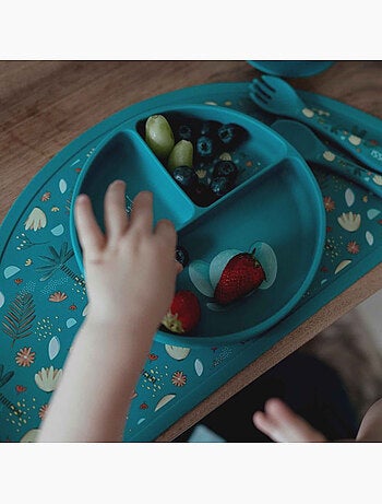 Plato compartimentado de silicona con ventosa - animales | Sassi Junior