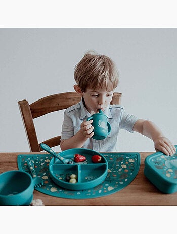 Plato compartimentado de silicona con ventosa - animales | Sassi Junior