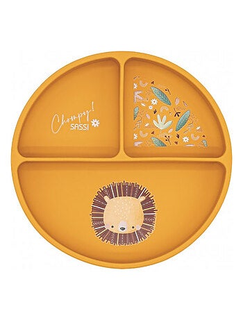 Plato compartimentado de silicona con ventosa - animales | Sassi Junior