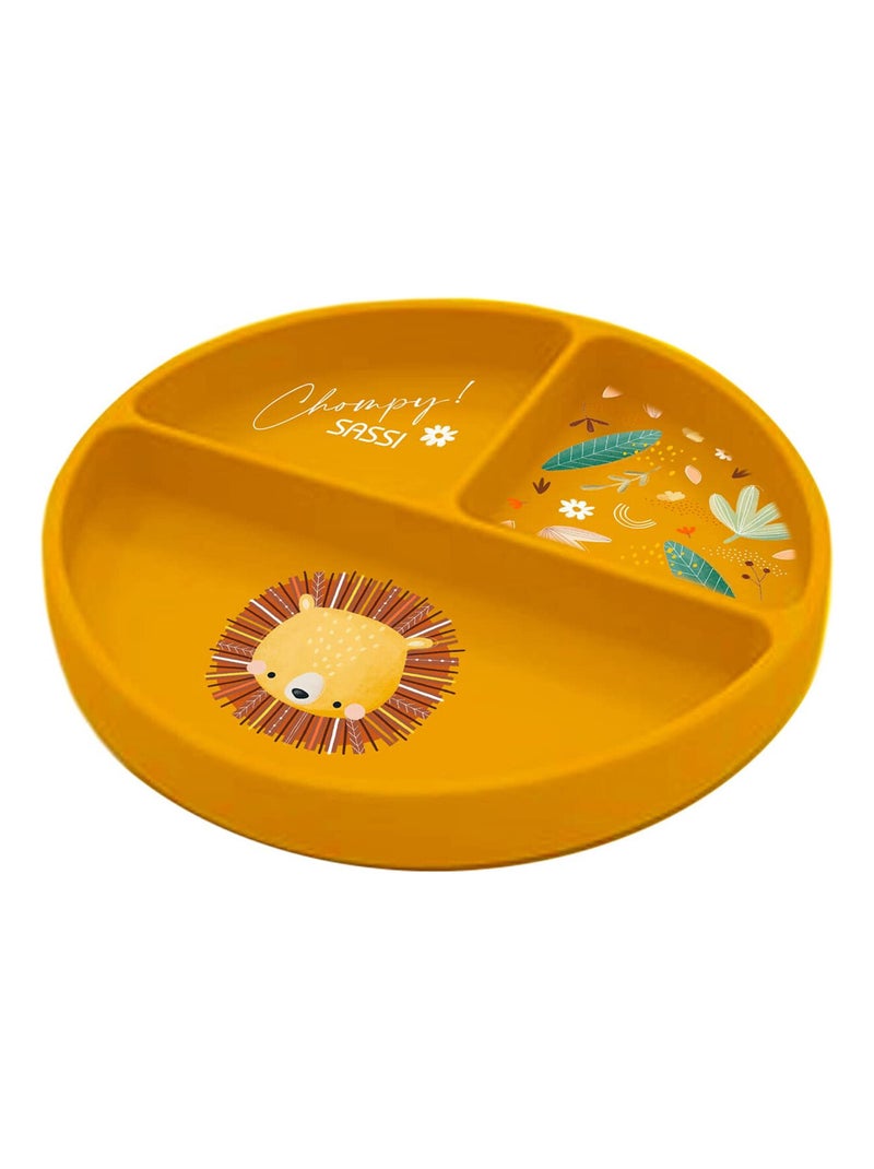 Plato compartimentado de silicona con ventosa - animales | Sassi Junior Naranja - Kiabi