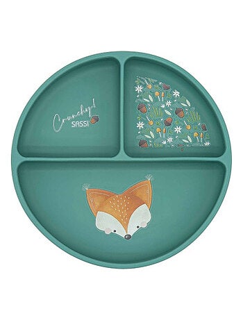Plato compartimentado de silicona con ventosa - animales | Sassi Junior