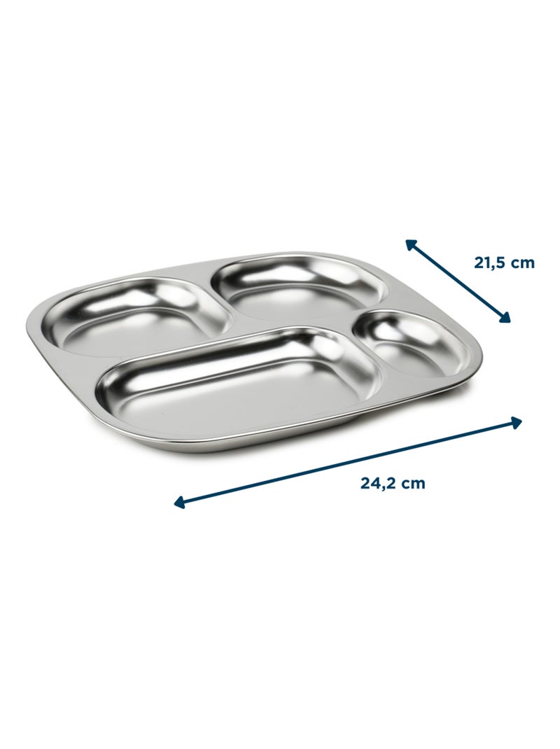 Plato Thermobaby de acero inoxidable 18/10 con 4 compartimentos Gris - Kiabi