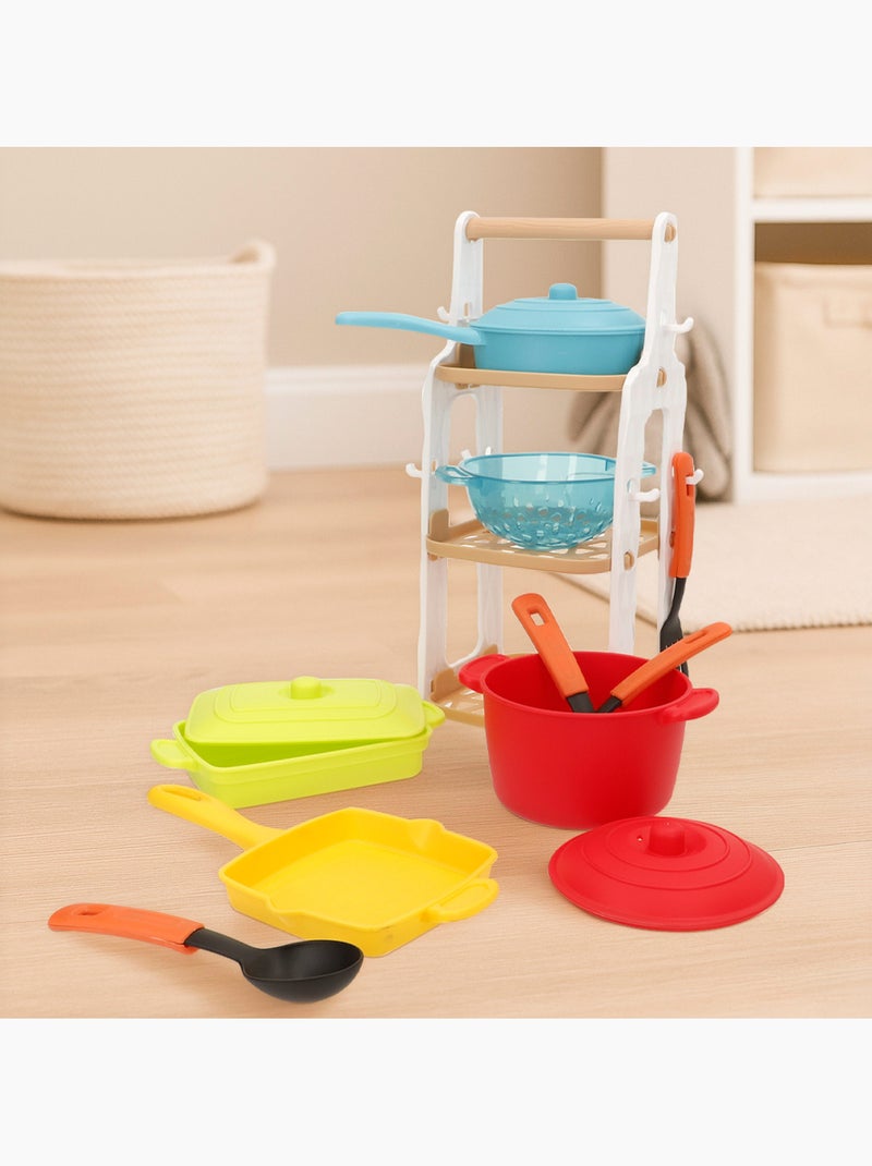 Play set de cocina infantil 13 piezas con ollas, sartén, colador y utensilios N/D - Kiabi