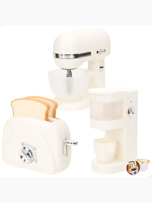 Play set tostadora, batidora y cafetera de juguete con luz y sonido - Kiabi Play set tostadora, batidora y cafetera de juguete con luz y sonido - Kiabi