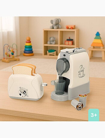 Play set tostadora y cafetera de juguete con luz y sonido