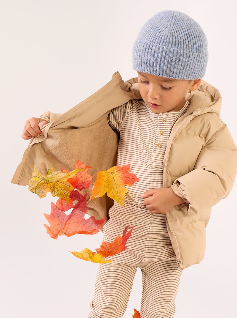 Plumífero acolchado con capucha Beige - Kiabi