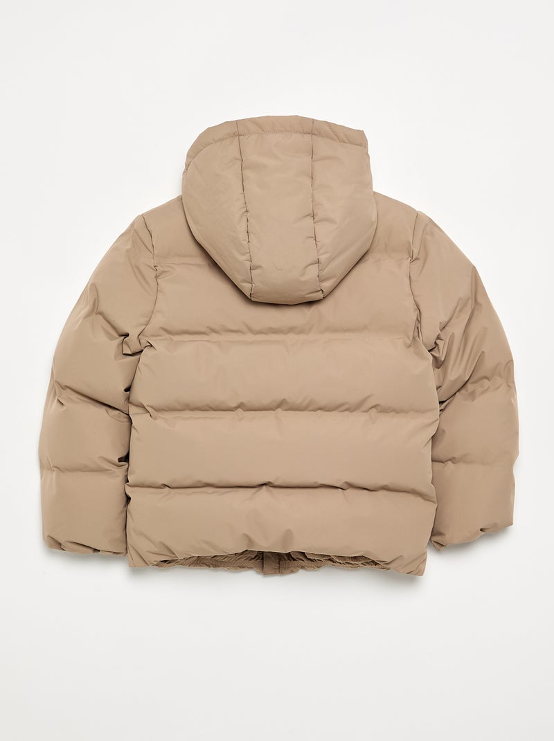 Plumífero acolchado con capucha Beige - Kiabi