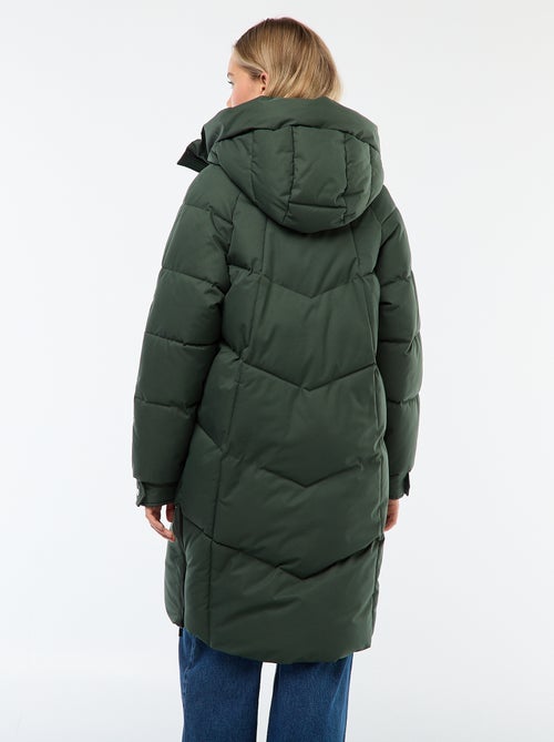 Plumífero cálido largo con capucha - Kiabi