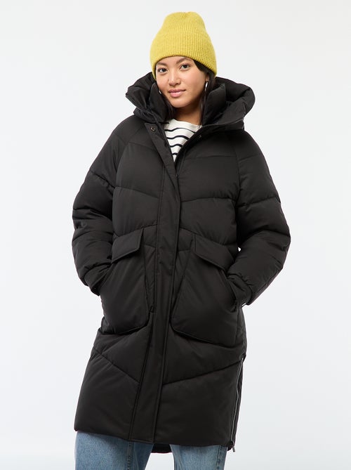 Plumífero cálido largo con capucha - Kiabi