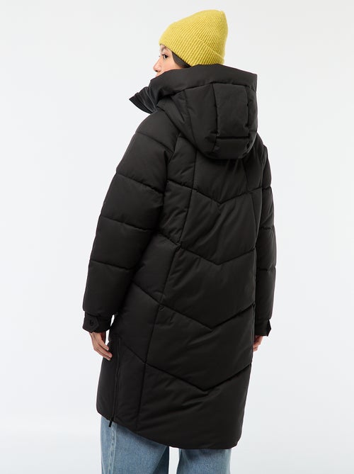 Plumífero cálido largo con capucha - Kiabi