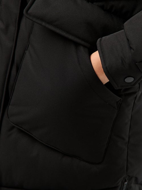 Plumífero cálido largo con capucha - Kiabi