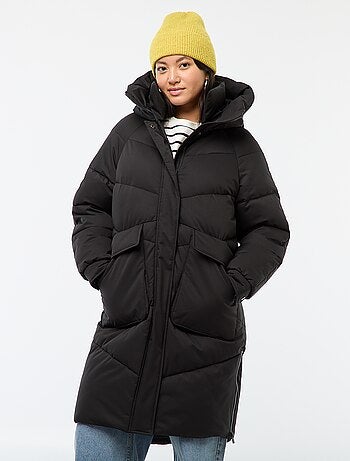 Abrigo acolchado largo cálido e impermeable con capucha