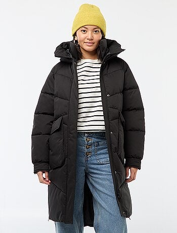 Abrigo acolchado largo cálido e impermeable con capucha