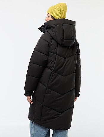 Abrigo acolchado largo cálido e impermeable con capucha