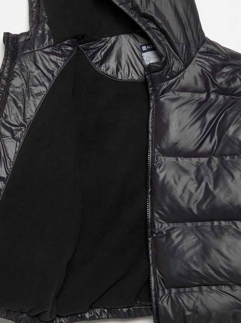 Plumífero con capucha efecto brillante Negro - Kiabi