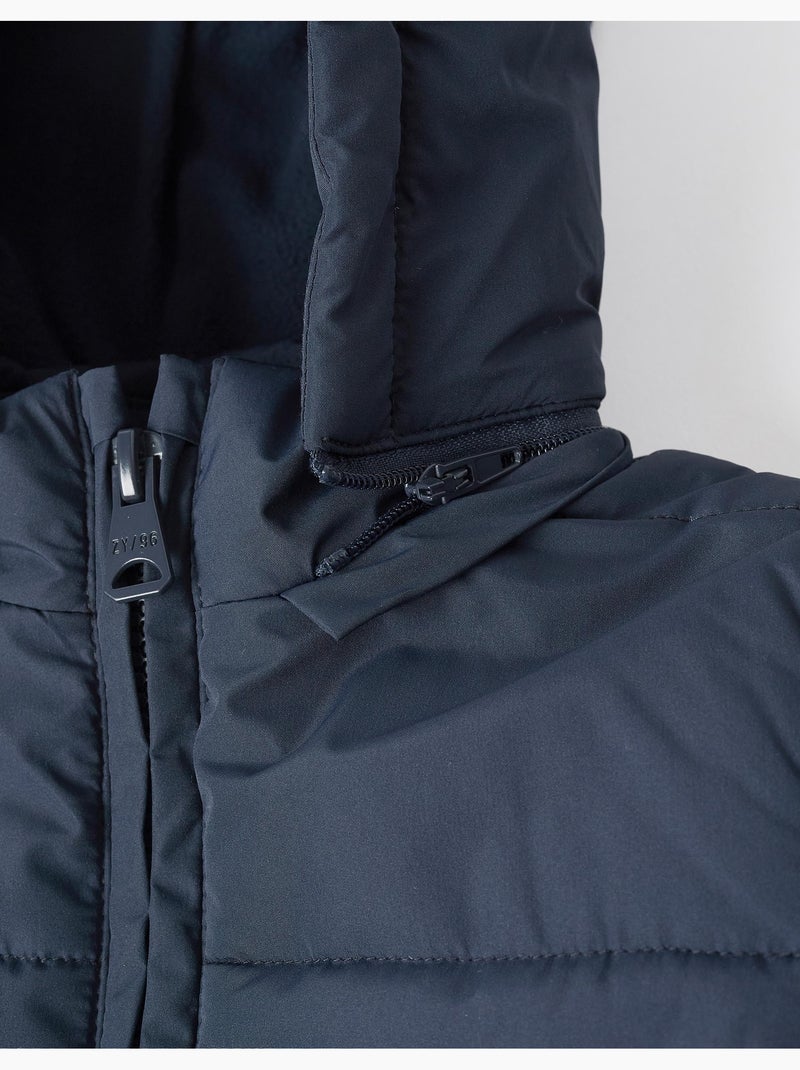 Plumífero con forro polar y capucha desmontable Azul oscuro - Kiabi
