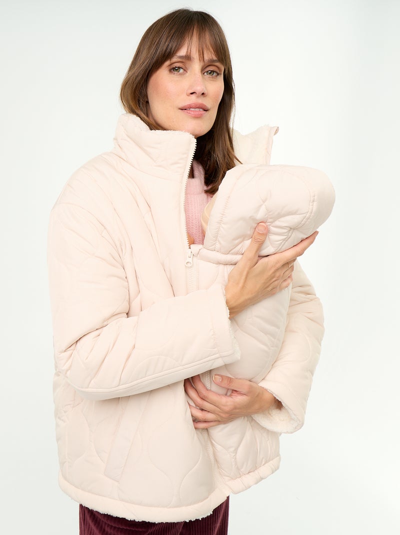 Plumífero de maternidad acolchado con interior de sherpa Beige - Kiabi