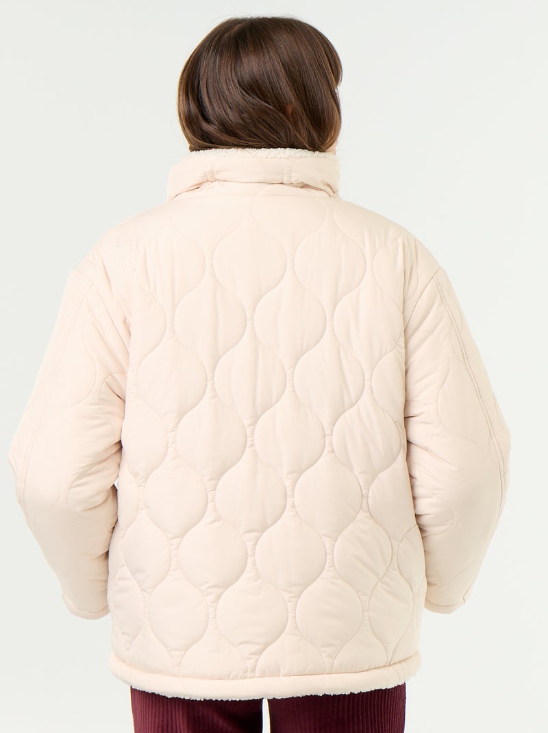 Plumífero de maternidad acolchado con interior de sherpa Beige - Kiabi