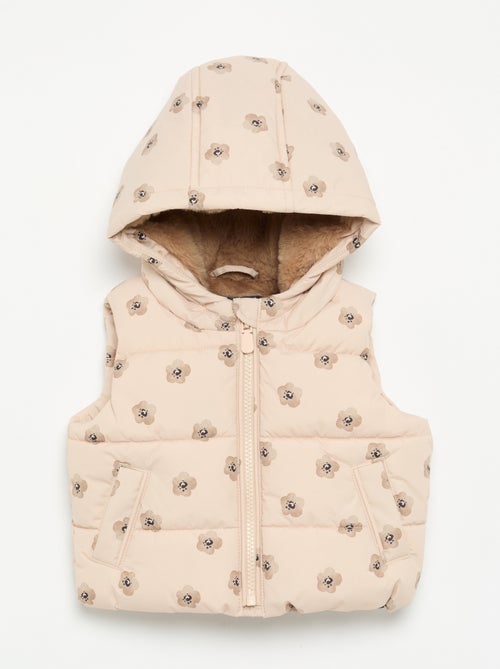 Plumífero estampado con capucha sin mangas - Kiabi Plumífero estampado con capucha sin mangas - Kiabi