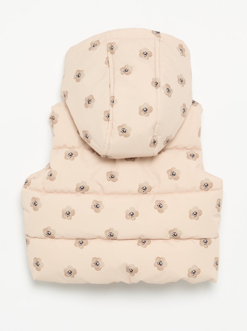 Plumífero estampado con capucha sin mangas Beige - Kiabi