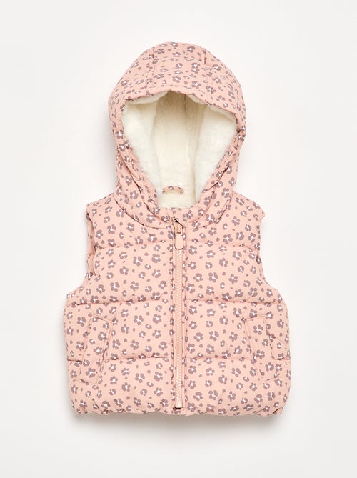 Plumífero estampado con capucha sin mangas - Kiabi