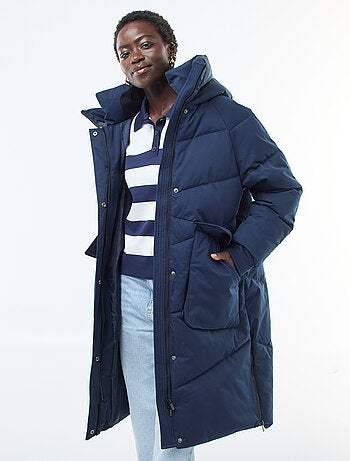 Abrigo acolchado largo cálido e impermeable con capucha