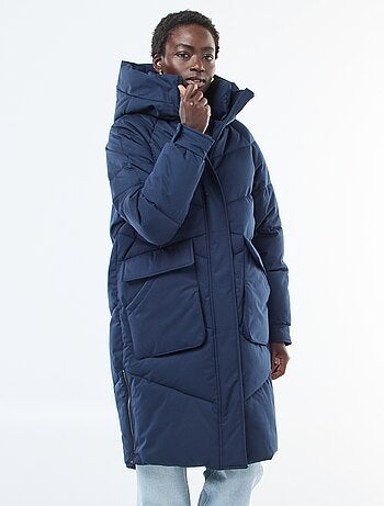 Abrigo acolchado largo cálido e impermeable con capucha