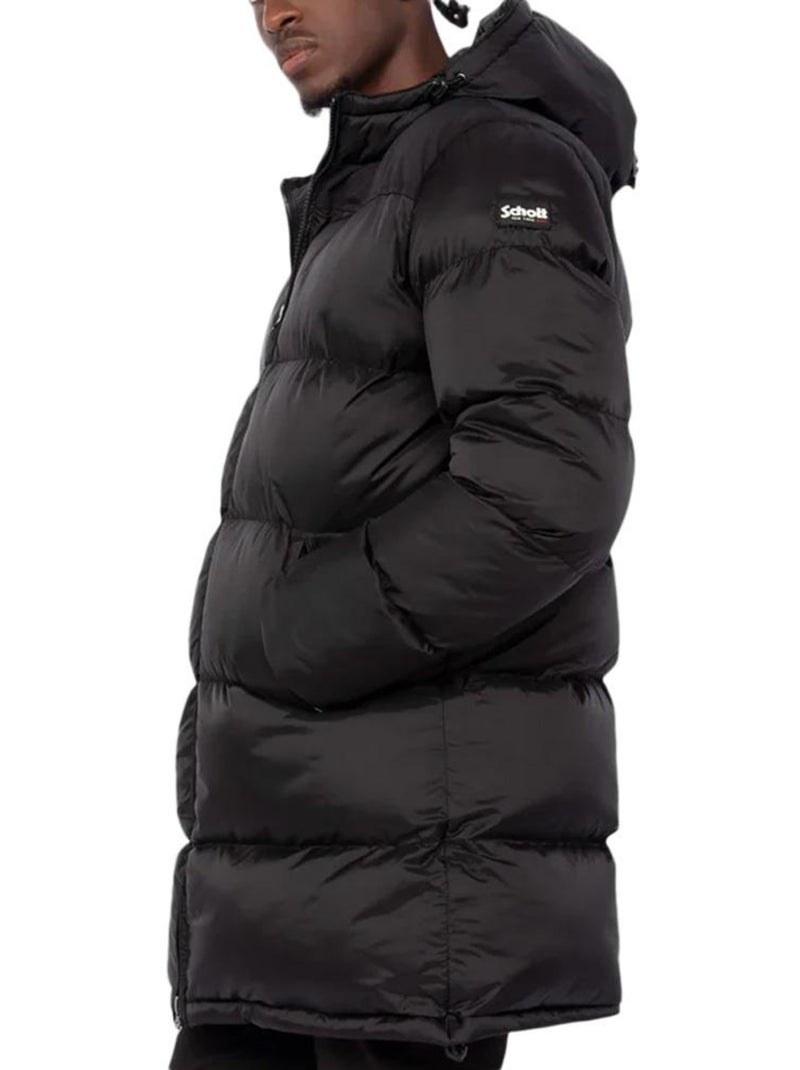 Plumífero largo con capucha para hombre Schott Negro - Kiabi